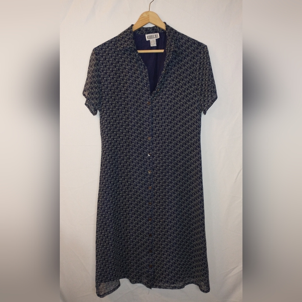 90's Robbie BEE True Vintage 90's Y2K 100% Silk Navy and Black Midi Dress Size 6